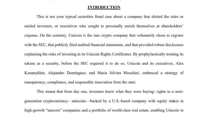 Unicoin / Motion to Dismiss